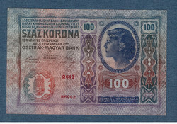 100 Korona 1912 deutschösterreich stamp vf + Hungarian obverse rare