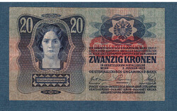 20 Korona 1913 I. kiadás F - VF Deutschösterreich bélyegzés Ritka!!!