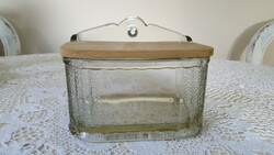 Old thick glass wall salt holder and spice holder