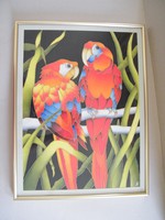 Very beautiful silk painted bird picture frame