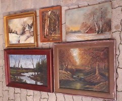 4 marked paintings + 1 Paál László print