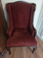 Antique burgundy velvet armchair armchair