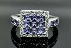Wonderful tanzanite gemstone ring, 925, size 59 new
