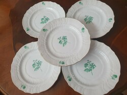 5 db Herendi zöld virág desszertes tányér