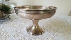 Silver-plated serving tray, center of the table