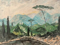 Eredeti MOLNÁR C., PÁL (1894 - 1981) Italian Landscape