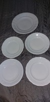 Zsolnay, fehér, mintás 4+1db  /4db süteményes tányér, 1db lapos tányér/