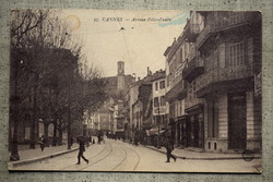 Antique French city photo postcard Cannes Félix-Faure boulevard 1917