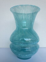 Gyönyörű ritka karcagi türkízkék fátyolüveg váza