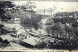 Antik francia fotó képeslap PIERREFONDS  kastély és vasútállomás látképe 1915