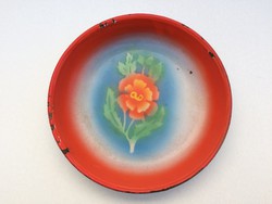 Ears of enamel factory on old enameled enamel vintage metal plate