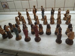 Antique, hand-painted, chess sculpture figures for sale! Chess set - antique sculpture figures for sale!