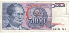 5000 dinár 1985 Jugoszlávia 1.
