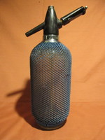 Rare blue metal mesh retro soda bottle with siphon gift cartridge