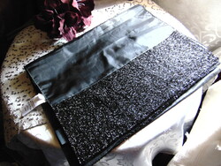 Beaded black silk runner tablecloth