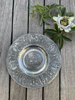 Church-themed round decorative bowl with embossed pattern, wall bowl, museum replica