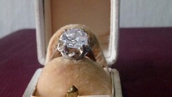 Vintage  Brilliánsra Csiszolt Kristály Ékkővel Díszített Ezüst Szoliter Gyűrű !
