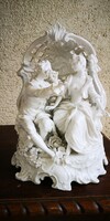 Antique beautiful Altwien porcelain pair large baroque scene