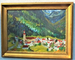 Signaled, Szentendre landscape. Oil on wood, 50x70 cm, in its own frame.