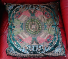 Antik kínai különleges selyem díszpárna , eredeti kínai  motívumokkal, 45 x 45 cm