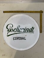 Porcelain advertisement tray with Gschwindt cordial inscription