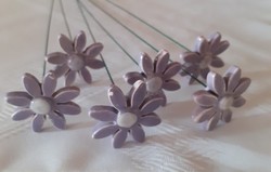 6 Strands of purple ceramic flowers