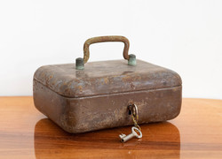 Heavy iron money box - treasure chest with key
