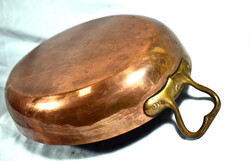 Very old and big ... Red copper oval fish frying pan !!!