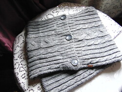 Gray knitted circle scarf