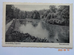 Régi képeslap:  Görömböly-Tapolca - Csónakázótó (40-es évek)