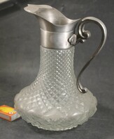 Antique glass decanter with metal handle 135