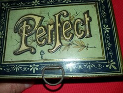 Antik PERFECT névjegykártya készítő nyomda fém lemez tokban némi betűvel szép állapot képek szerint