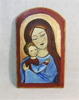 Madonna with baby Jesus - painted on wood sign