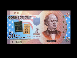UNC- 50 DOLLÁR - USA - CONNECTICUT - KÜLÖN BANKJEGYE 2014