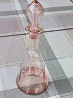 Régi rózsaszín pálinkás üveg,dísz üvegek, asztali kínáló