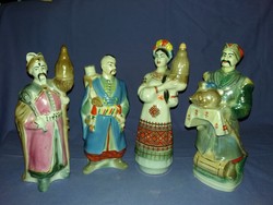Régi DULEVO  porcelán figurális vodka butéliák kozákok 4 db figura egyben hibátlan gyűjtői csemege