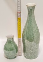 Hollóházi zöld lüsztermázas porcelán váza 2 db (2349)
