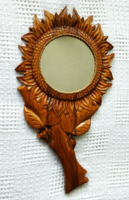 Discounted! Beautifully detailed hand carved wood framed sunflower hanging mirror 2.