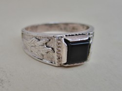 Gyönyörű régi art deco stílusú ónixköves ezüst gyűrű