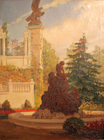 Gyula Háry: detail from Buda Castle (Károly Senye: well for fishing children in the castle)