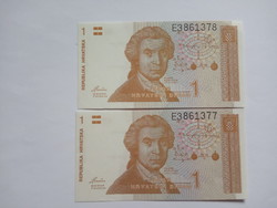 Croatia unc 1 dinar 1991 ! Queuing !!!