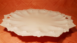 Régi, csipkézett, áttört, hófehér M.Z. AUSTRIA mesebeli porcelán kínáló, 28,5 cm