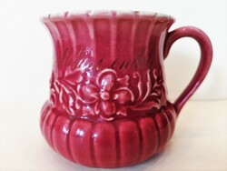 Antik rózsaszín Zsolnay csésze "Pécsi Kiállítási Emlék"