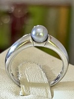 Ezüst gyűrű, valódi, Tahiti gyöngy berakással