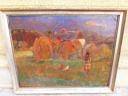 Meggyes László (1928-2003) Szérűn,Képcsarnokos Festmény