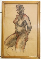 Female nude, pastel paper, with frame: 59 x 39.5 cm, signed, dated