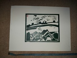 Dr. Csaba Horva's linocut, size indicated!