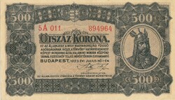 500 Korona 1923 aUNC  . POSTA VAN !
