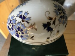 Zsolnay bonbonier with lid with cornflower pattern new