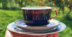Ritkaság!!!!Nagyon szép Romanov kobolt kék arany ellegáns kávés csészék! Triok